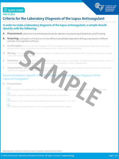 Criteria for the Laboratory Diagnosis of the Lupus Anticoagulant