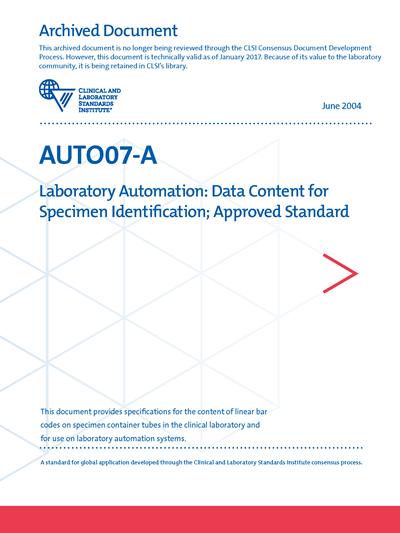 Laboratory Automation: Data Content for Specimen Identification, 1st Edition