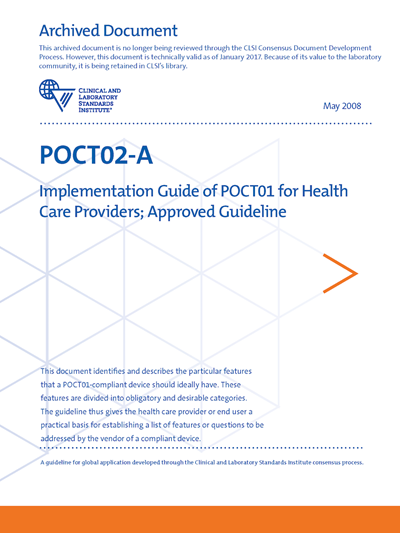 Implementation Guide of POCT01 for Health Care Providers, 1st Edition