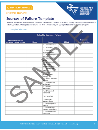 EP18A2EP23AWS Laboratory Quality Control Based on Risk Management; Worksheet Template